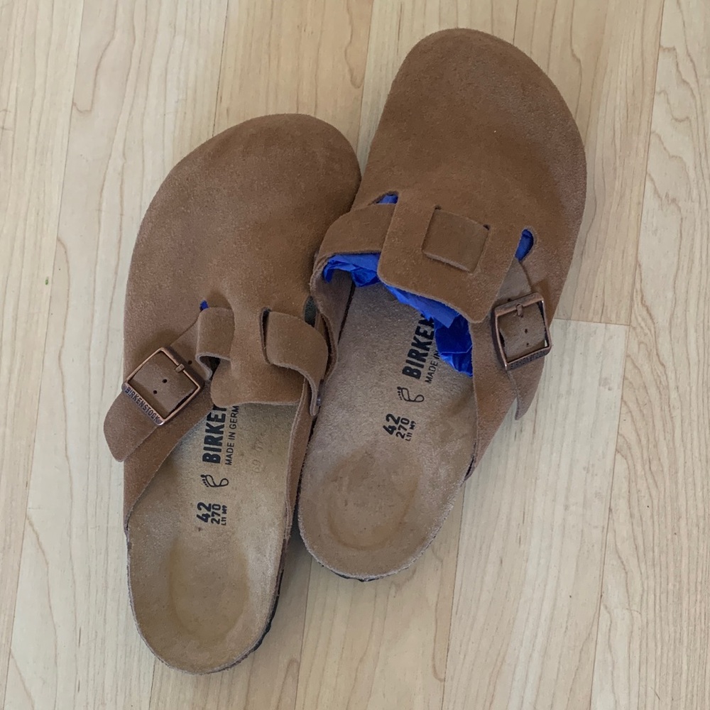 Birkenstock Boston Brown Suede Slip-On Clog